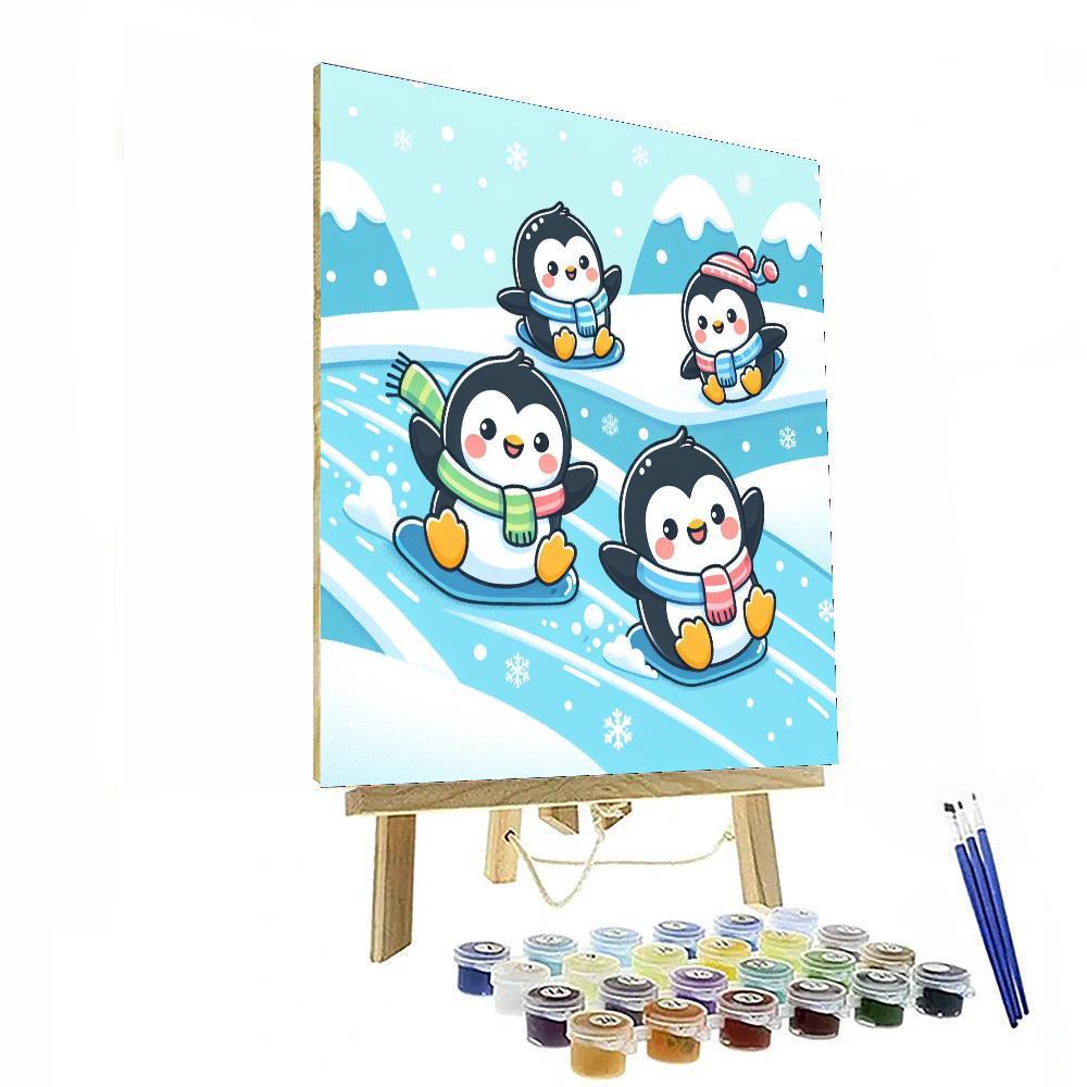 Winter Wonderland With Penguins Painting By Numbers Kit