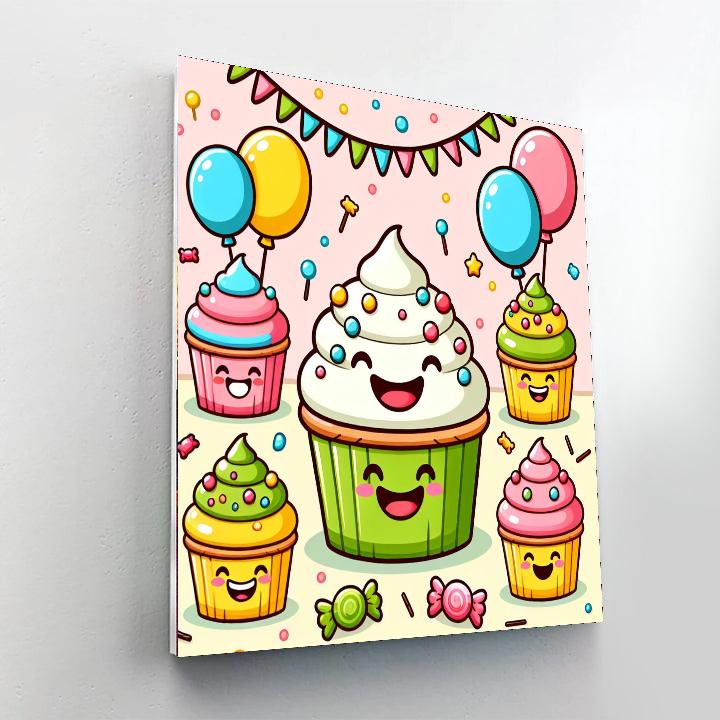Cheery Cupcake Friends Numbered Painting Kits
