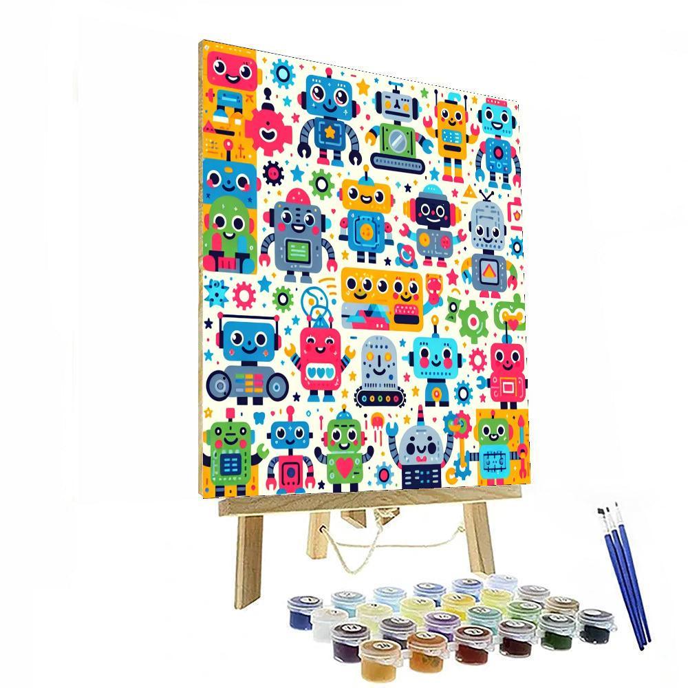 Cheerful Robot Playtime Paint By Number