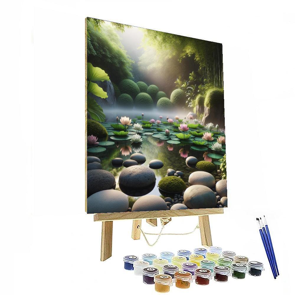 Tranquil Zen Lotus Garden Numbered Painting Kits