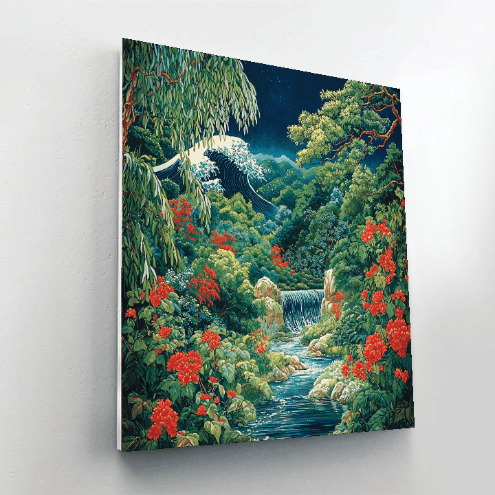 Katsushika Hokusai Inspired Ornamental Oriental Garden  Painting By Numbers Kit