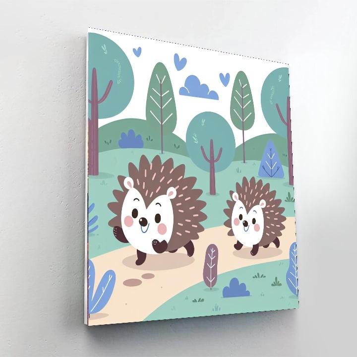 Happy Hedgehog Hike Paint By Numbers Art