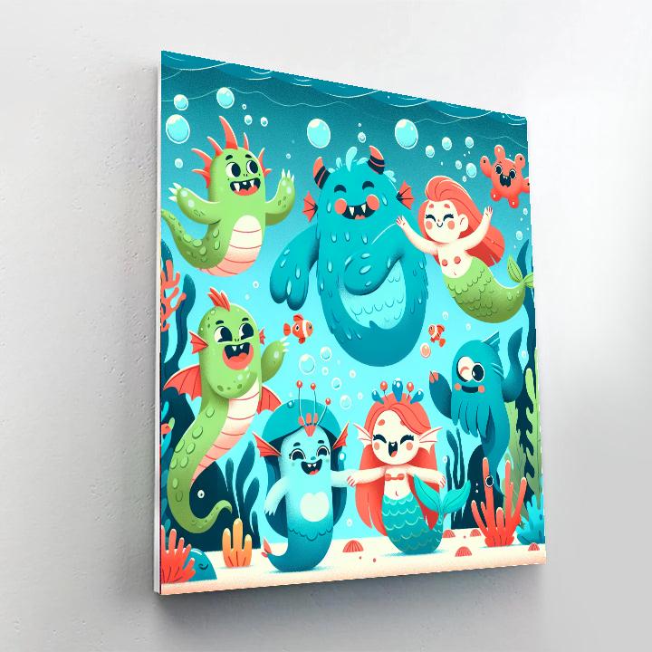 Friendly Sea Monsters Tale Paint By Numbers Art