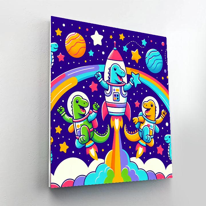 Outer Space Dinosaur Voyage Paint By Numbers Art