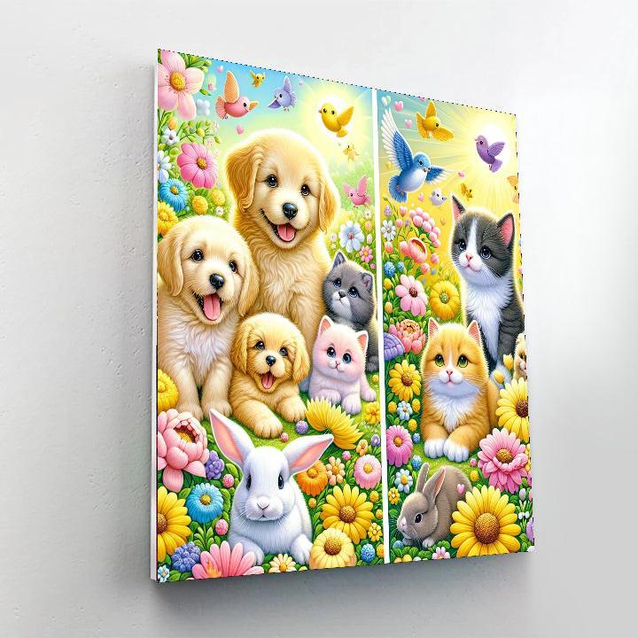 Cheerful Pet Friends Paint By Numbers Art