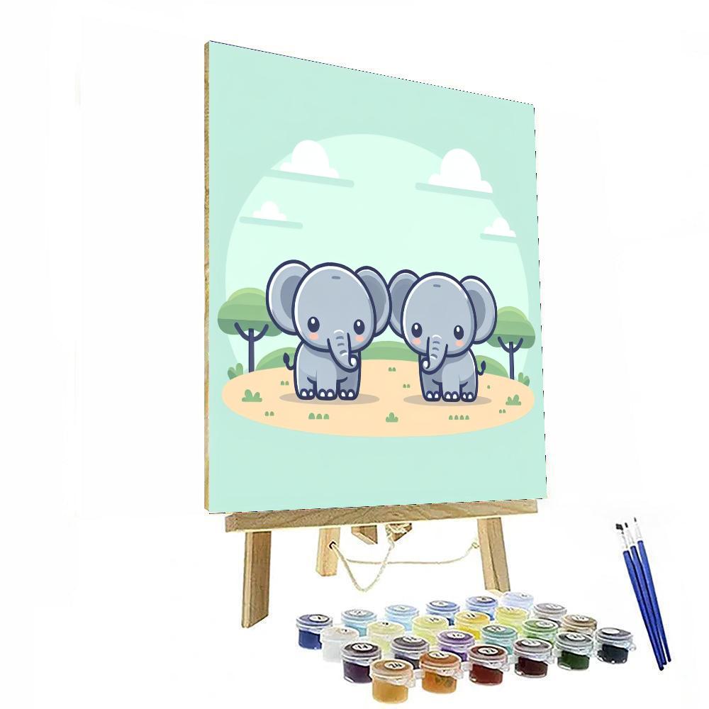 Cute Safari Elephants Number Painting
