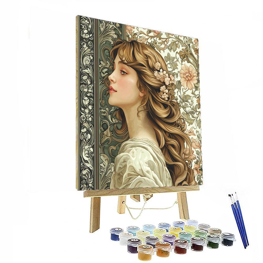Alphonse Mucha Inspired Ornate Dreamscape  Painting Number Kit