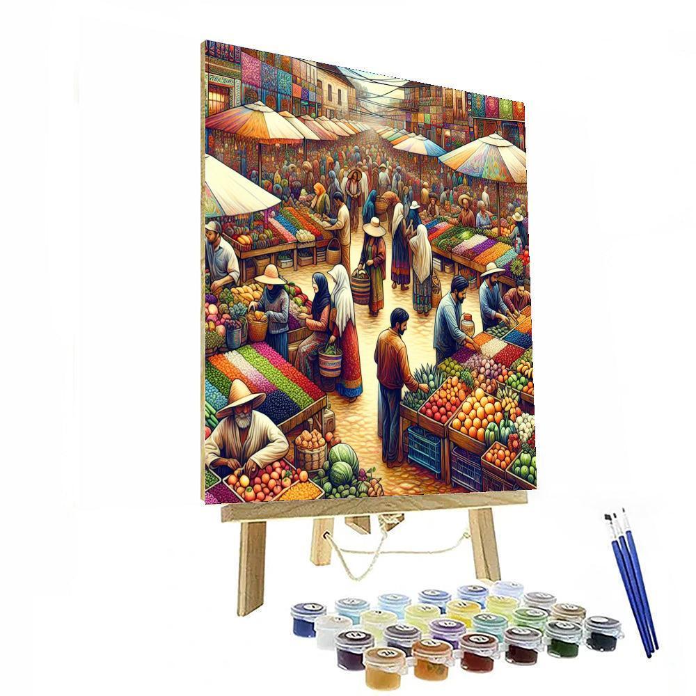 Vibrant Summer Market Numbered Painting Kits