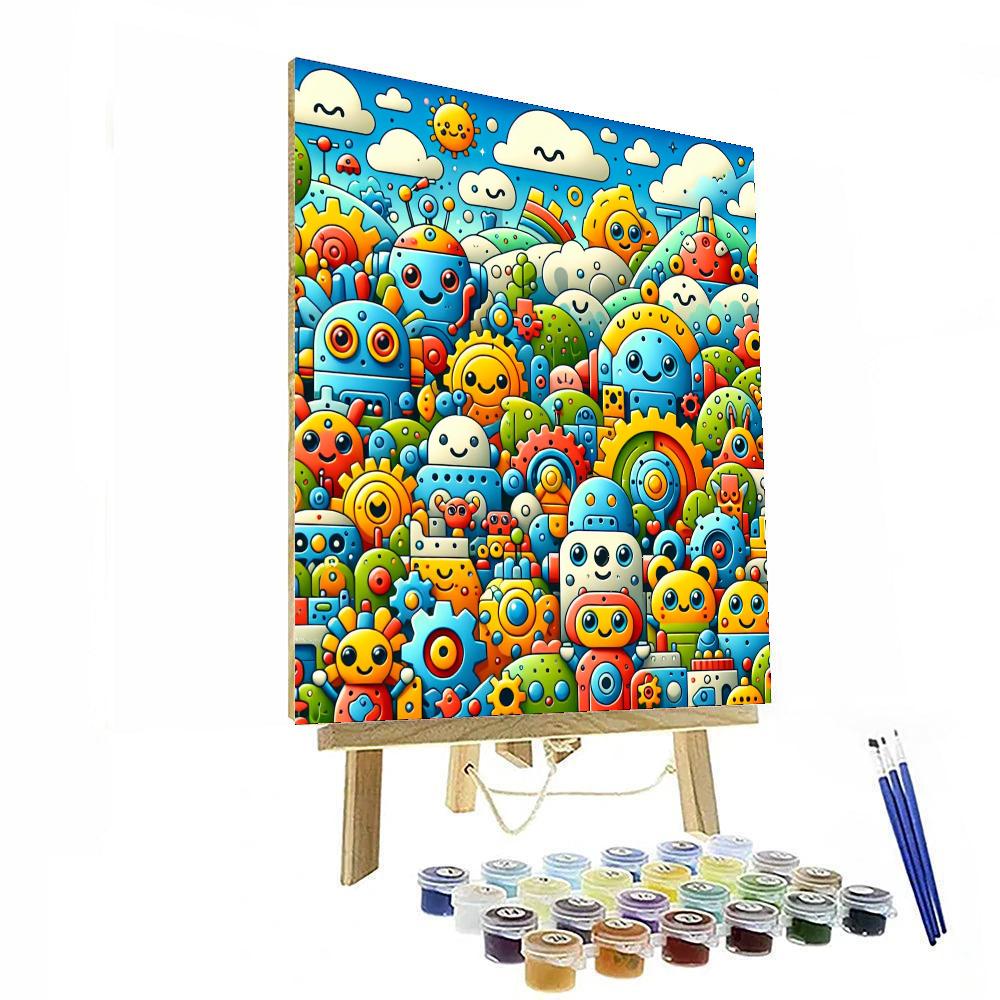 Curious Little Robots Paint By Numbers Art
