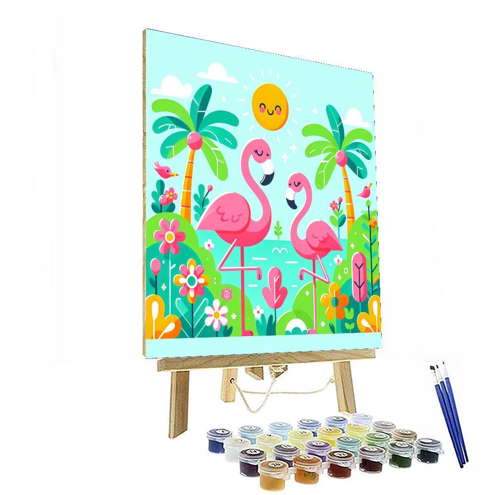 Festive Flamingos Number Painting
