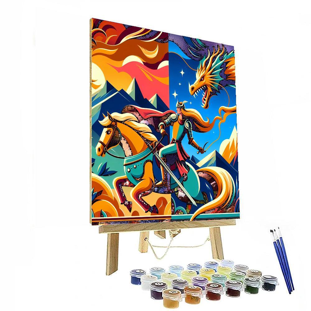 Knight's Quest For The Dragon's Treasure Paint By Number