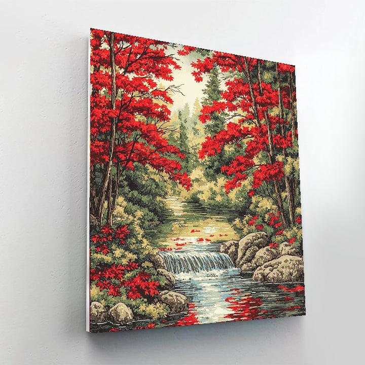 Utagawa Hiroshige Inspired Serenity Of The Crimson Maples  Number Painting