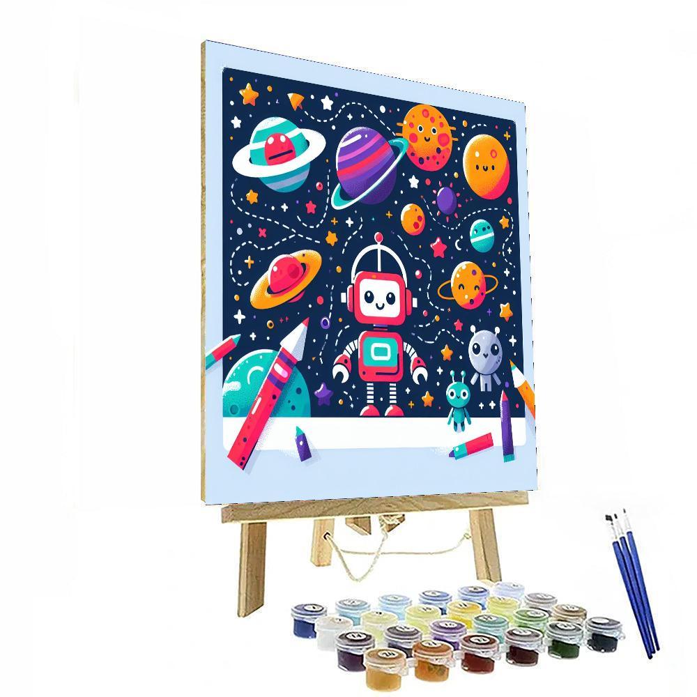 Outer Space Robot Quest Paint By Numbers