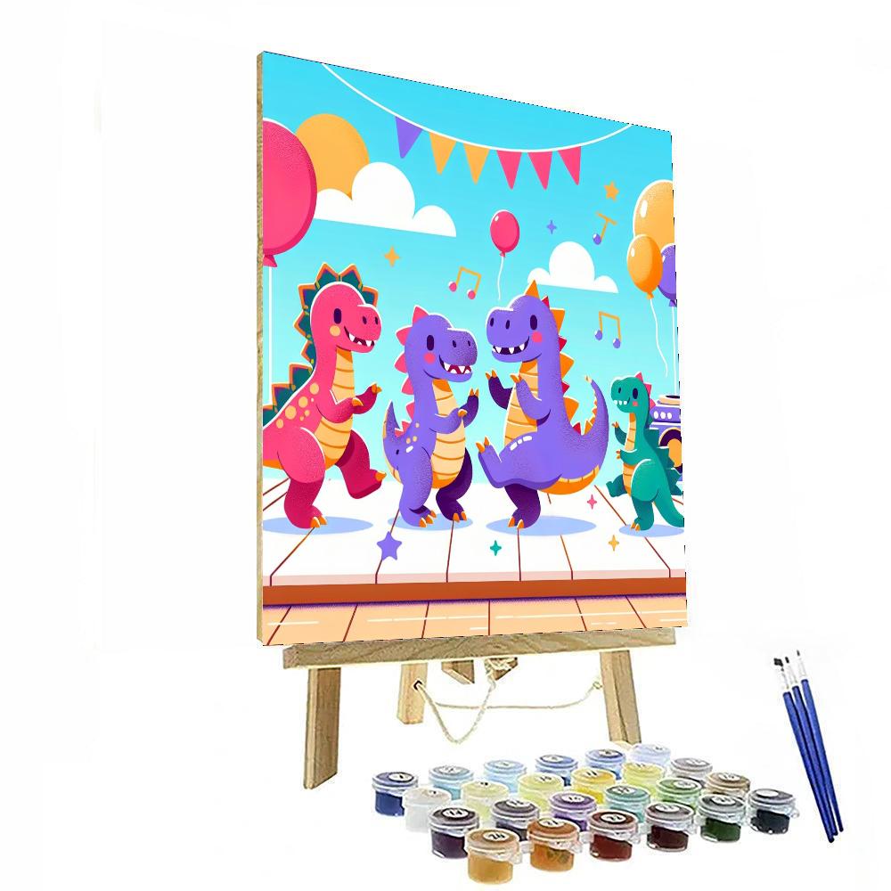 Dynamic Dino Dance Party Painting By Numbers Kit