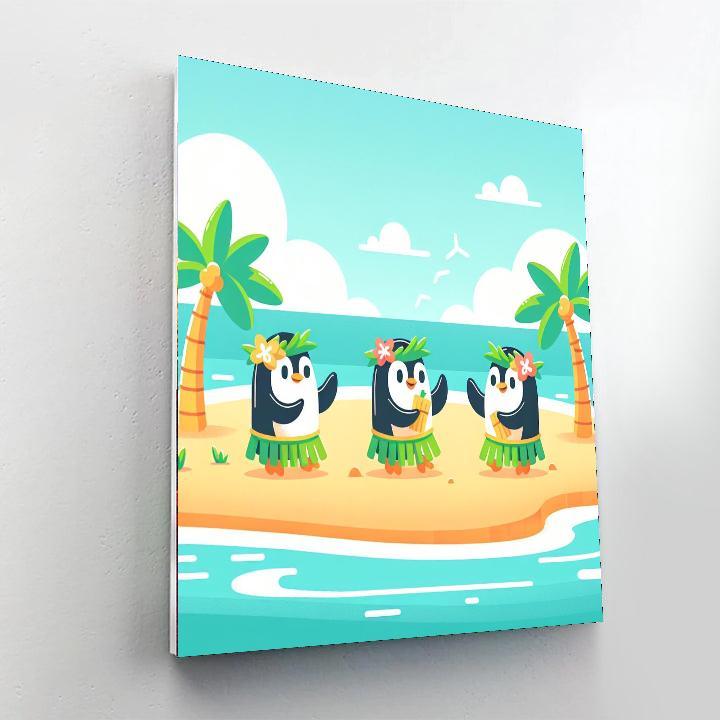 Happy Hula Penguins DIY Paint By Numbers