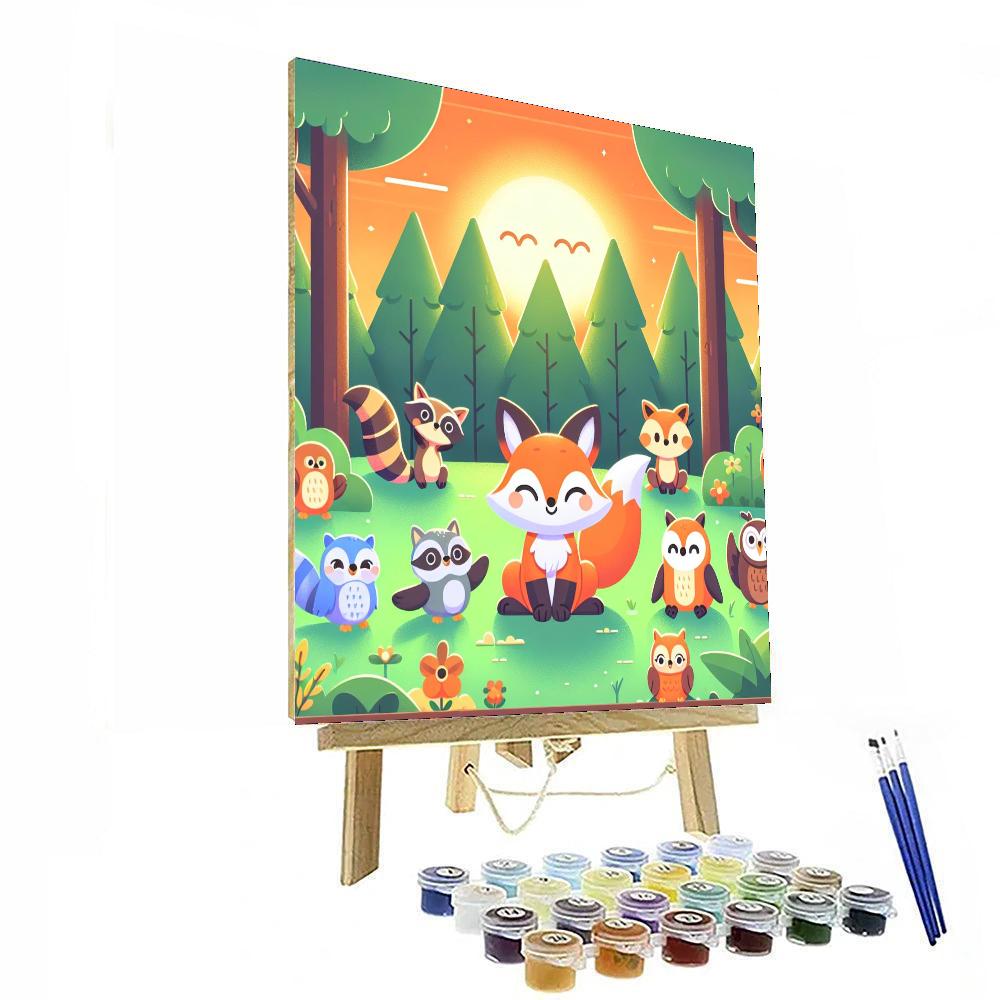 Cuddly Forest Creatures Paint By Numbers Art