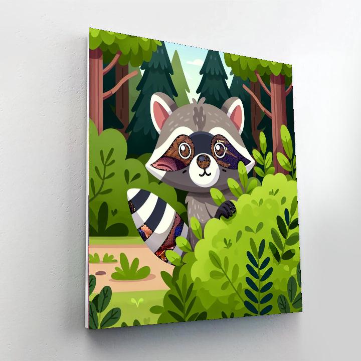 Rascally Raccoon Hideaway Painting Number Kit