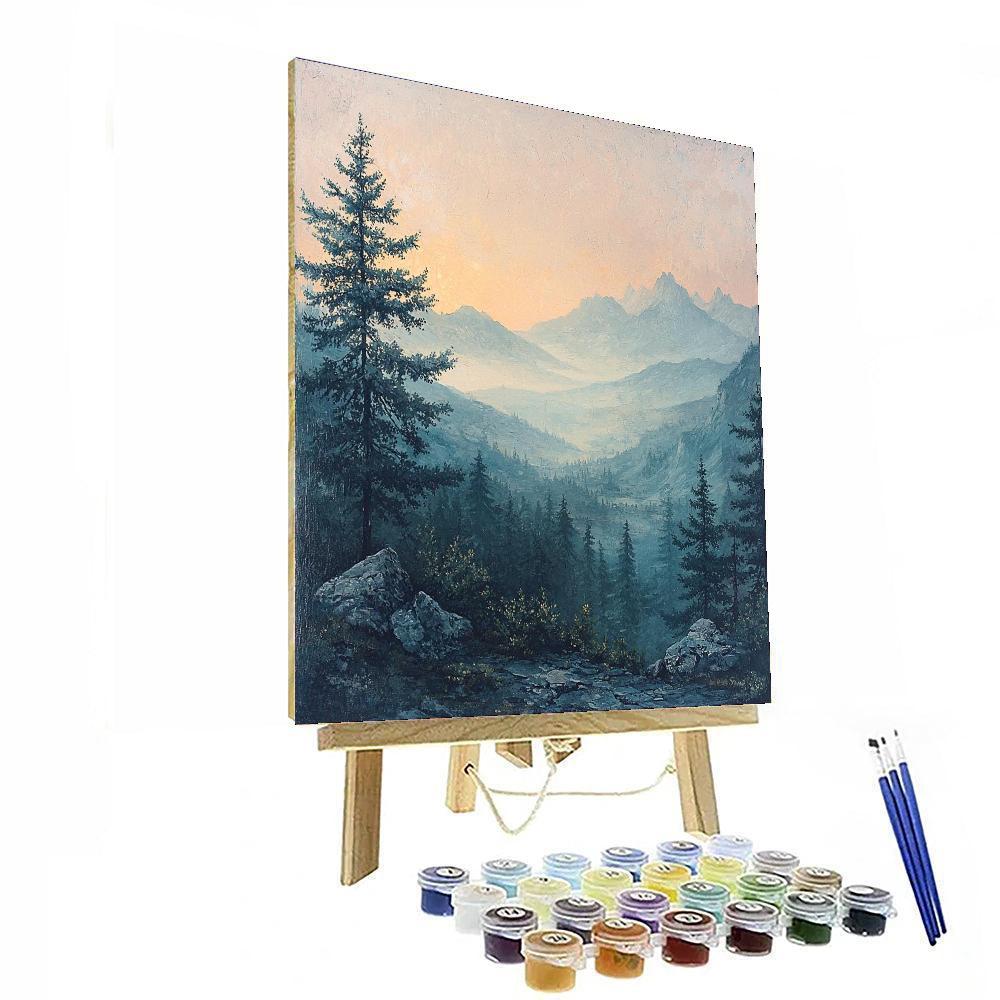 Caspar David Friedrich Inspired Dreamscape Mountain View  Number Painting