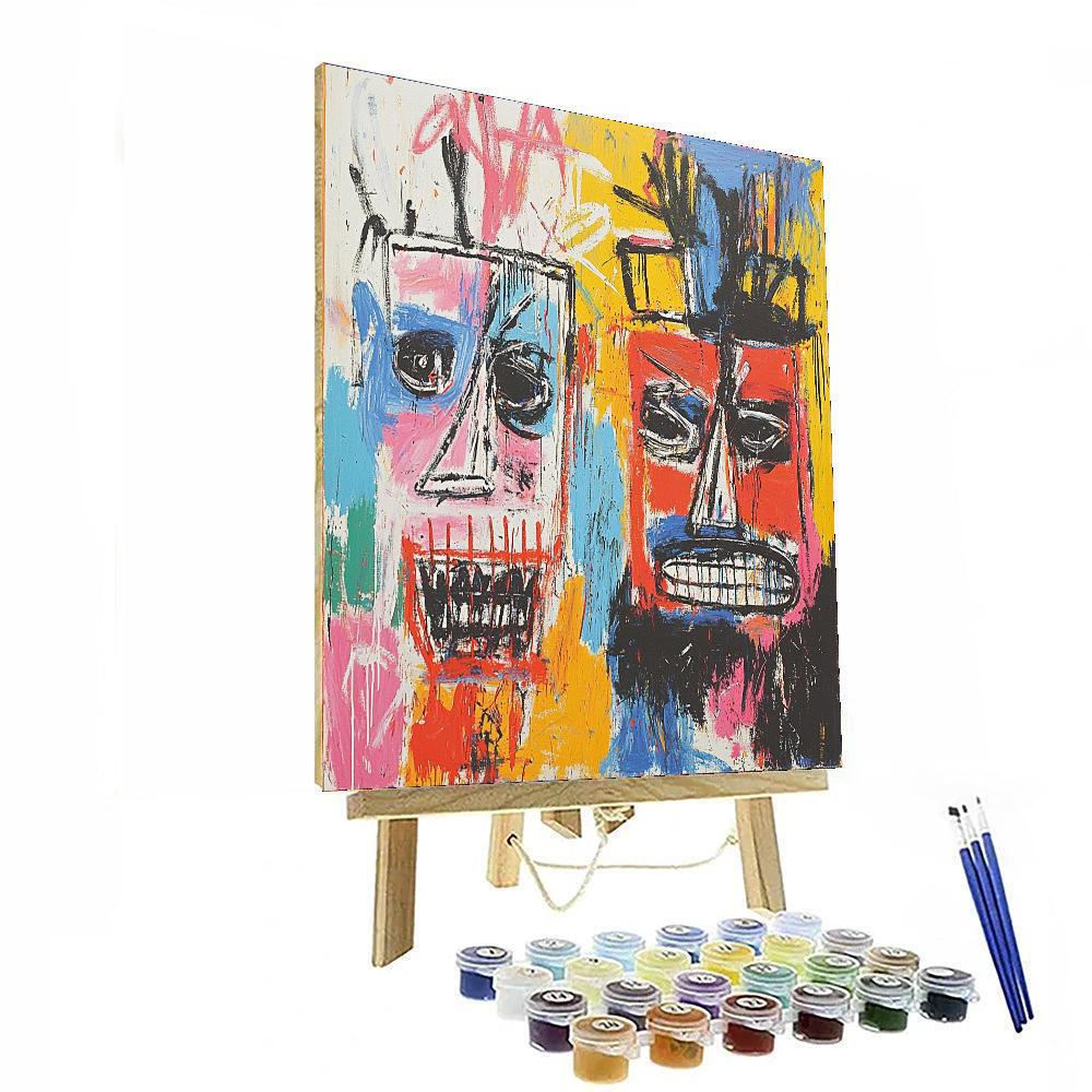 Jean-Michel Basquiat Inspired Abstract Fusion Of Cultures  Number Painting