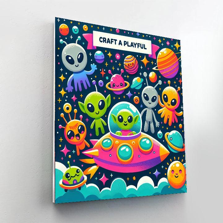 Galactic Alien Adventures Paint By Numbers Art