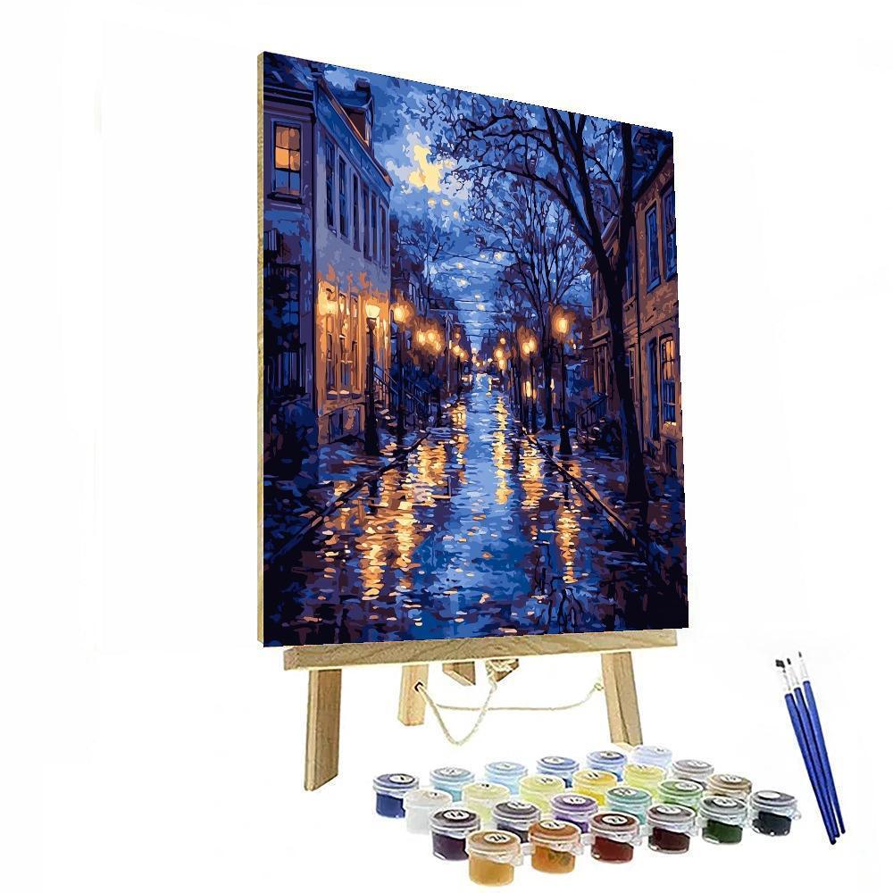 Edward Hopper Inspired Nocturnal Citylights Glow  Paint By Color