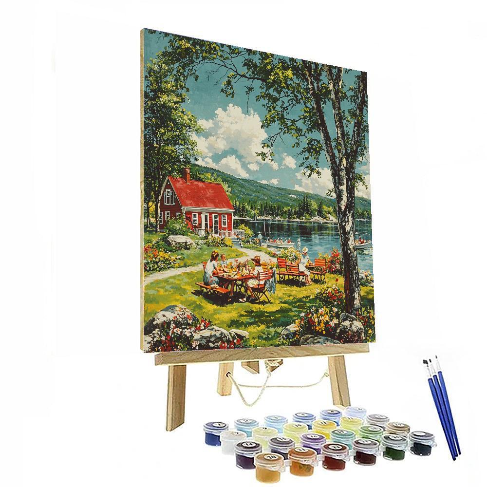 Norman Rockwell Inspired Nostalgic Summer Picnic  Paint By Numbers