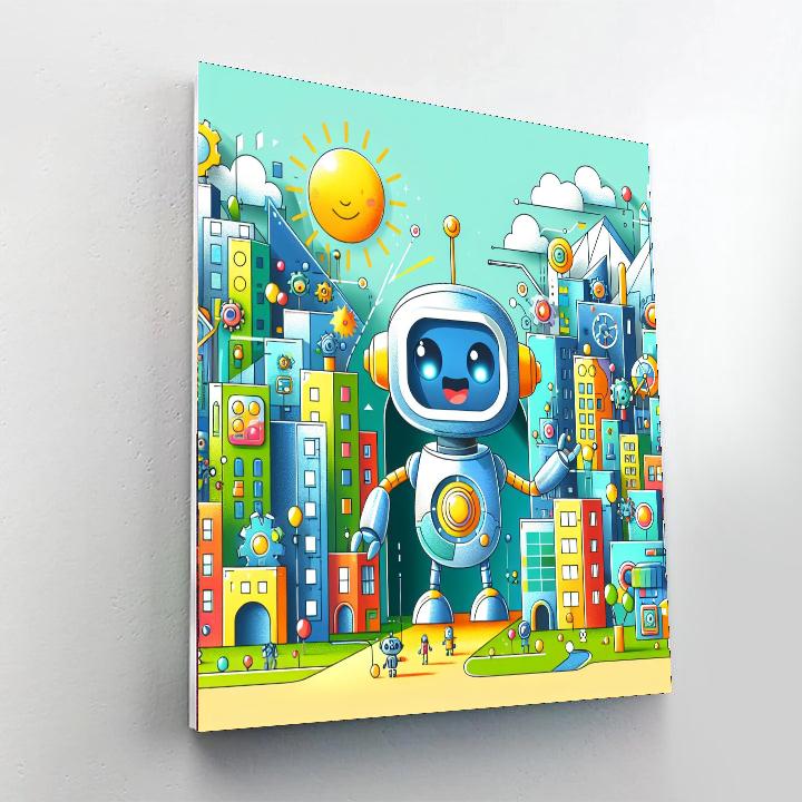 Cute Robot Adventure DIY Paint By Numbers