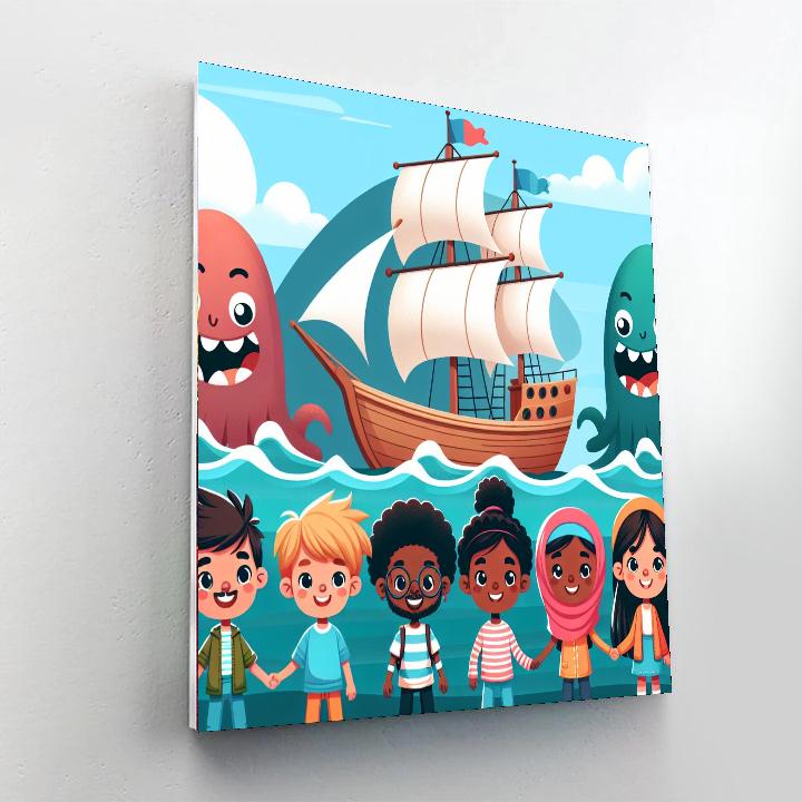 Sailing With Sea Monsters Paint By Numbers