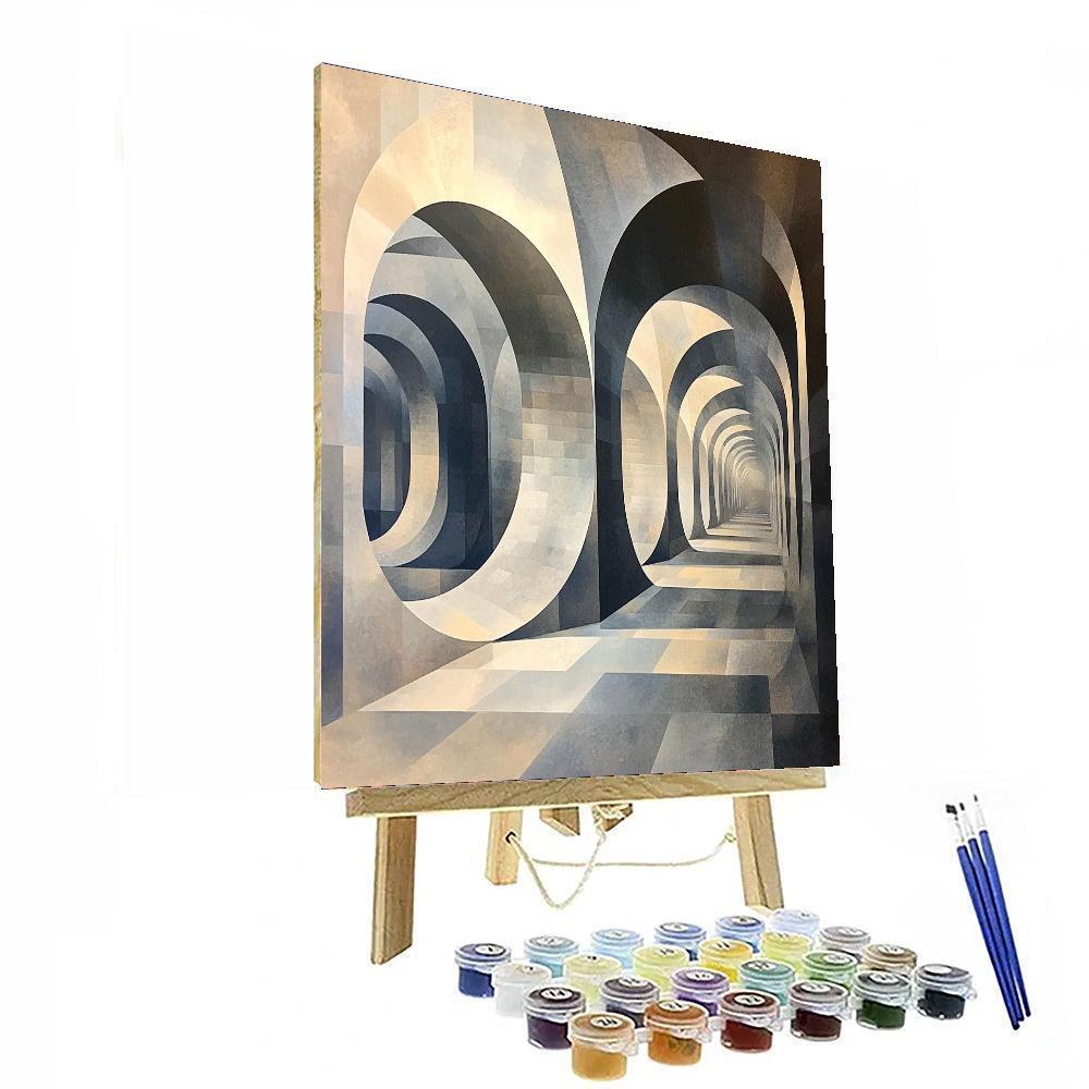 M.C. Escher Inspired Illusory Space  Number Painting