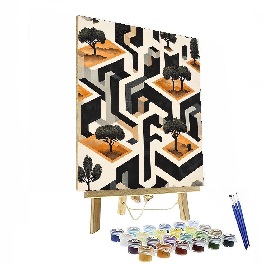 M.C. Escher Inspired Geometric Symphony  Paint By Number