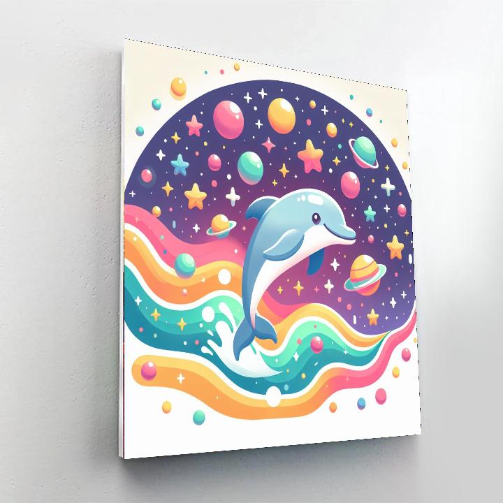 Celestial Dolphin's Galactic Swim Paint By Color