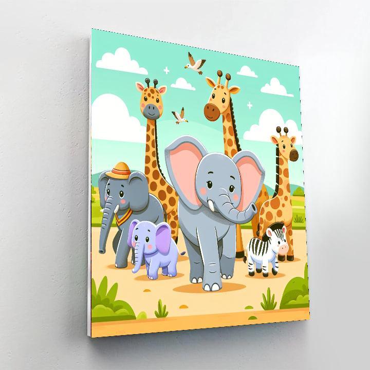 Animal Parade On Safari Paint By Numbers Kits