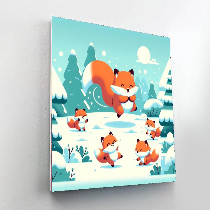 Fluffy Fox Frolic Number Painting