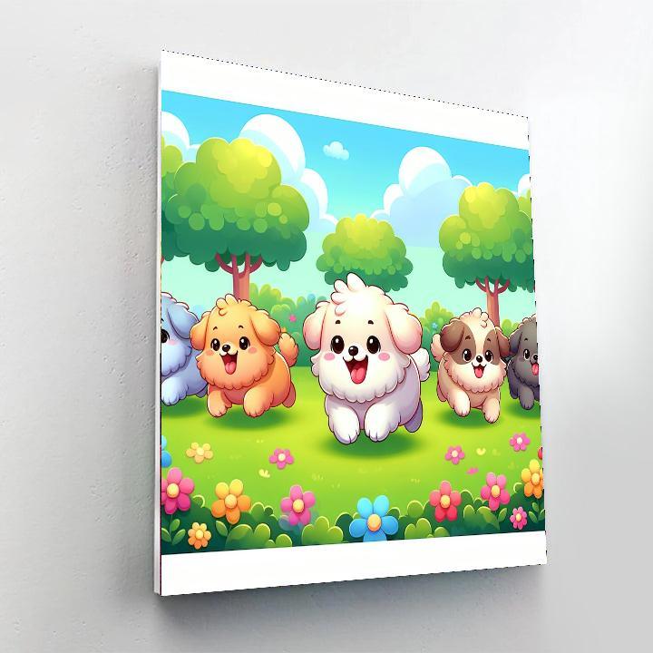 Playful Puppy Playtime Paint By Number
