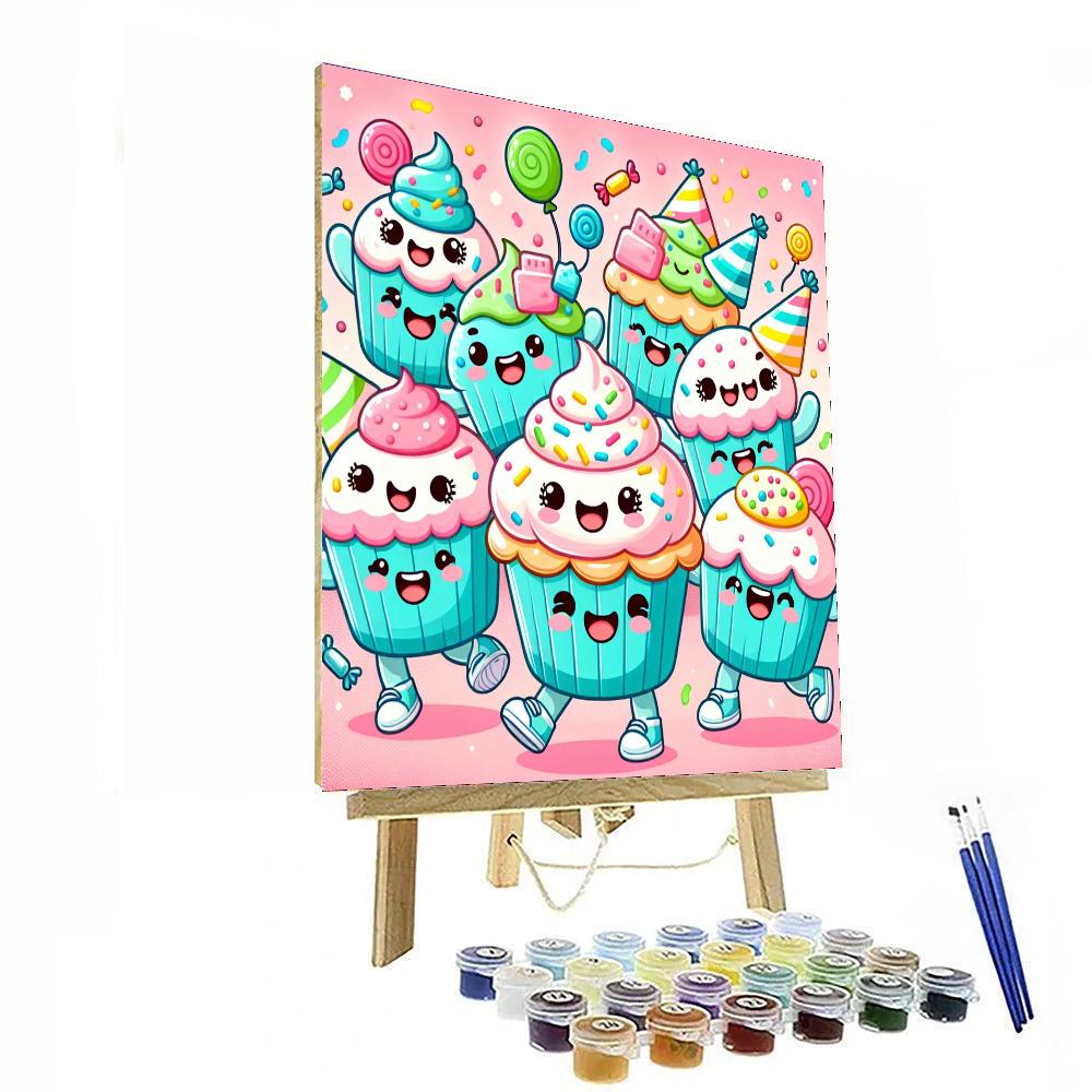Dancing Cupcake Friends Painting By Numbers Kit