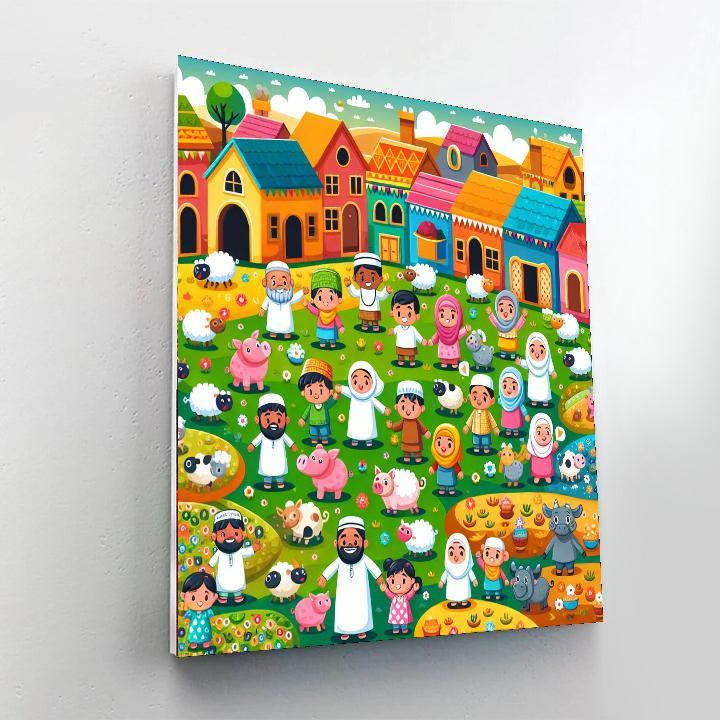 Vibrant Village Life Numbered Painting Kits