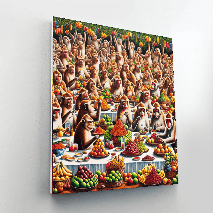 Lopburi Monkey Buffet Festival - Thailand DIY Paint By Numbers