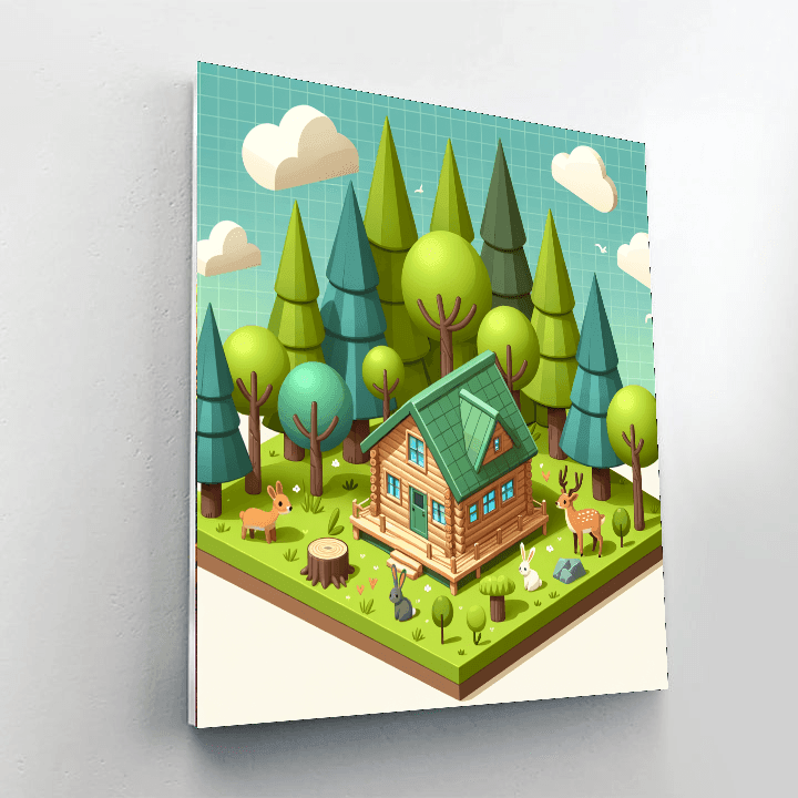 Cozy Woodland Cabin DIY Paint By Numbers