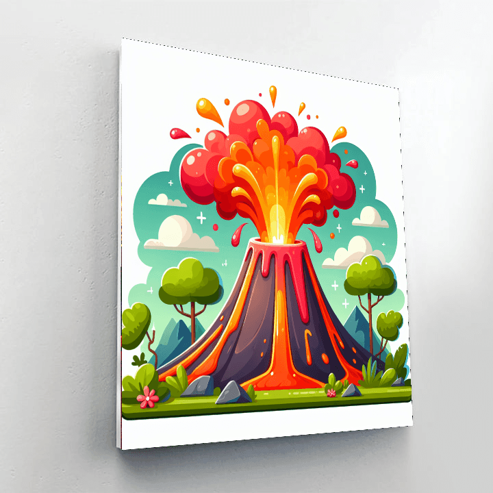 Fiery Volcano Eruption Number Painting