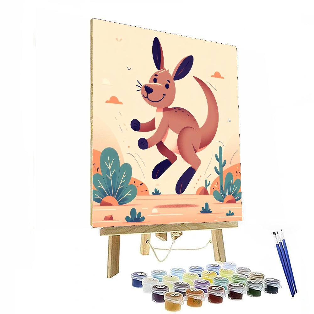Playful Kangaroo Bounce Number Painting