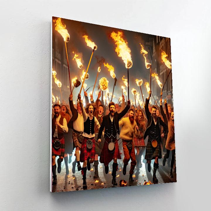 Hogmanay Fireball Ceremony - Scotland Painting By Numbers Kit