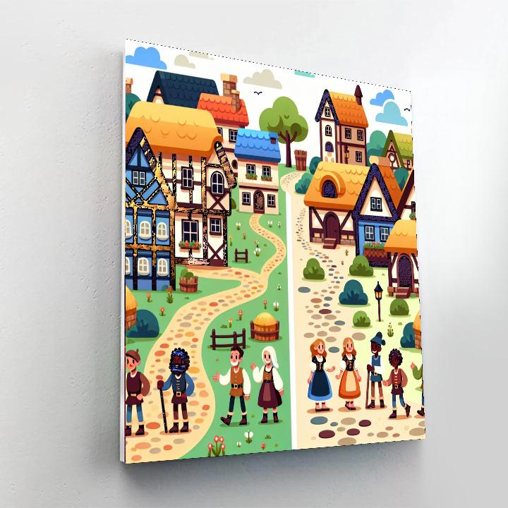 Medieval Fairytale Village Painting Number Kit