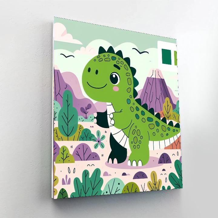 Brave Little Dinosaur Paint By Numbers Art