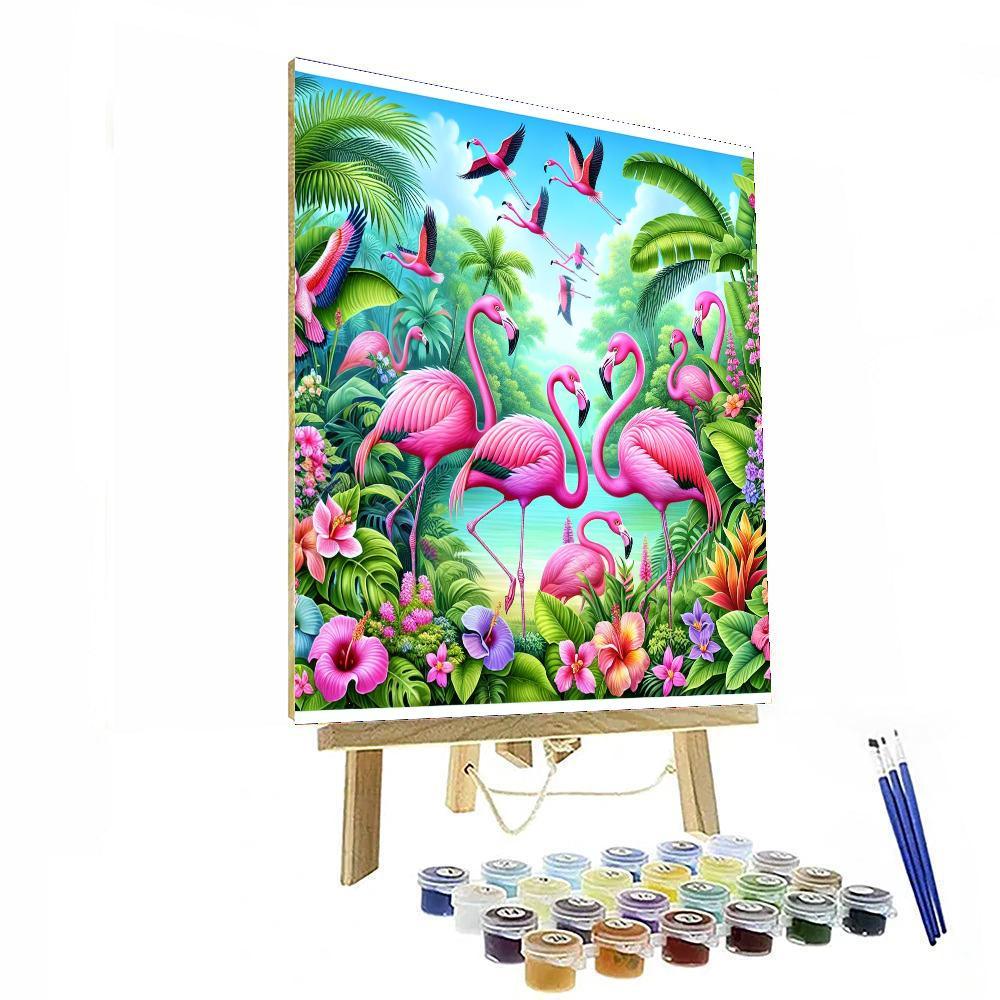 Dancing Flamingos In Paradise Paint By Numbers