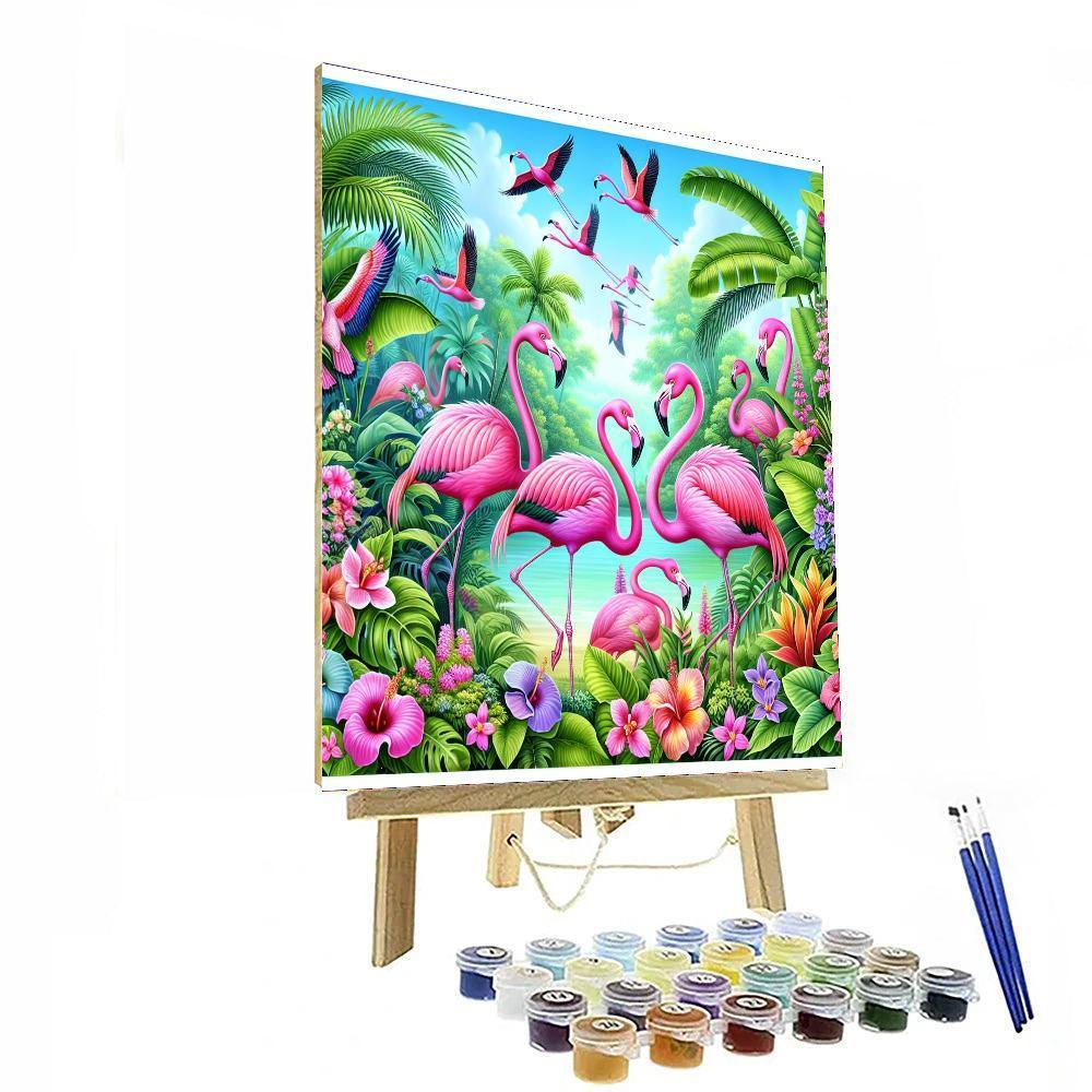 Dancing Flamingos In Paradise Paint By Numbers