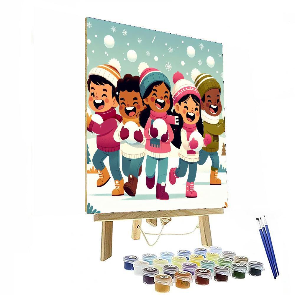 Playful Snowball Fight Paint By Numbers Kits