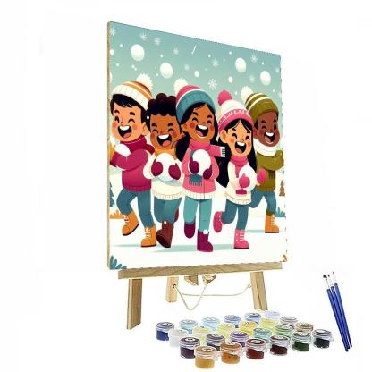 Playful Snowball Fight Paint By Numbers Kits