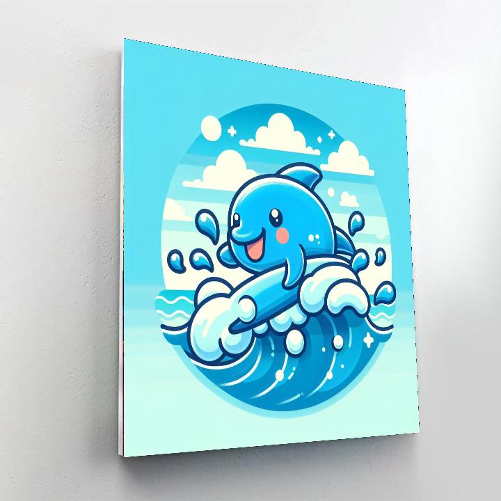 Happily Surfing Dolphin DIY Paint By Numbers