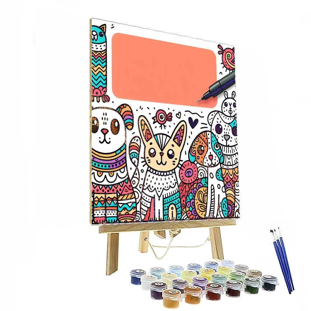 Doodle Animals Painting Number Kit
