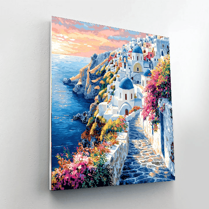 Santorini's Oia Village - Greece Painting By Numbers Kit